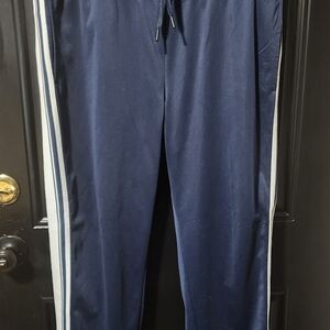 Athletic Works Men's Dark Blue Joggers with White Stripes